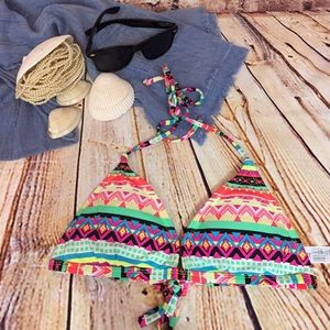 Forever 21 Bikini Top Triangle Geometric Neon MED